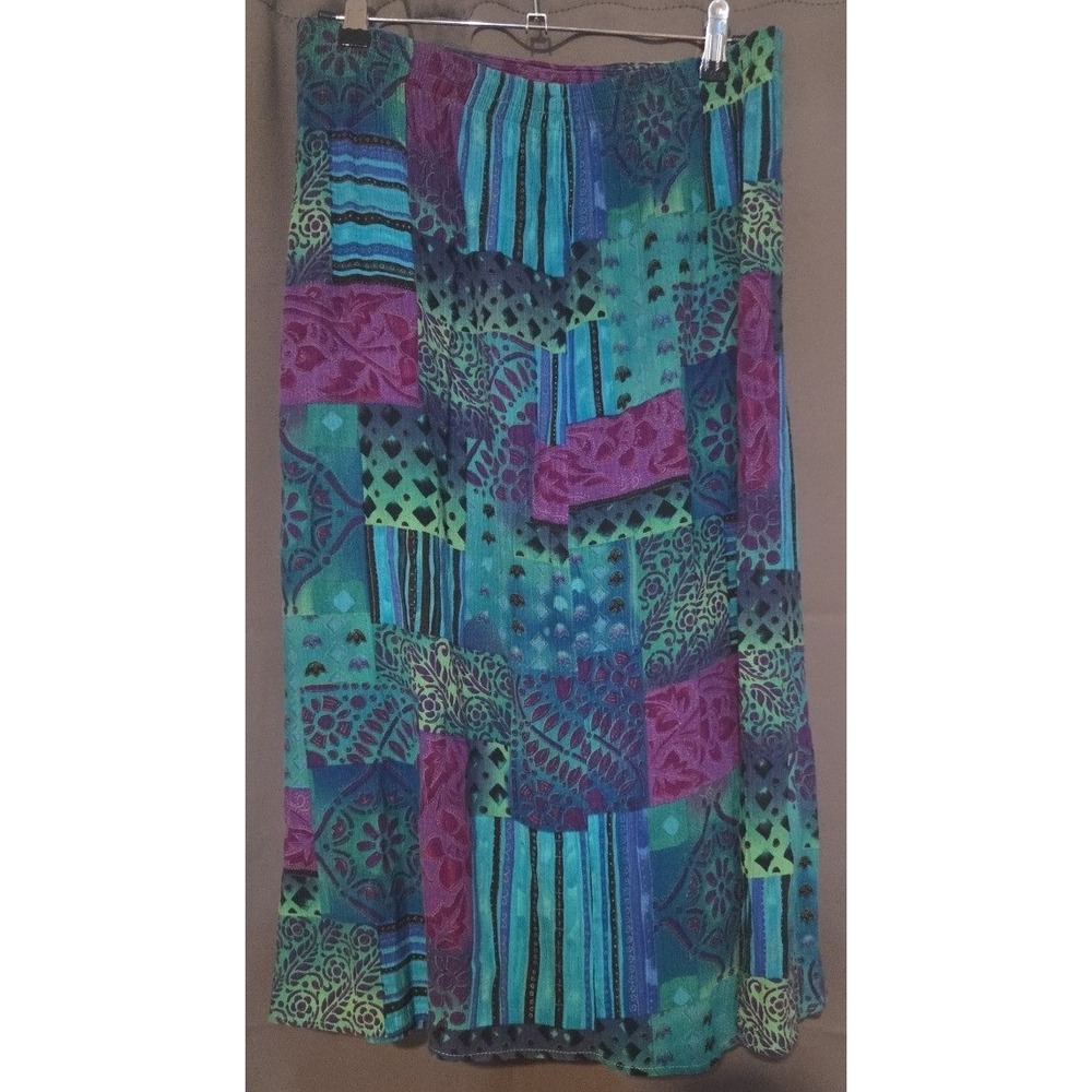 Fritzi Petites Patchwork Maxi Skirt, Woman's Petite Small, Teal Purple Boho, Vtg - Picture 3 of 7